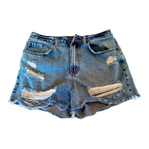 O’Neill Denim High Waisted Shorts Distressed Denim sz 29 Misses 10